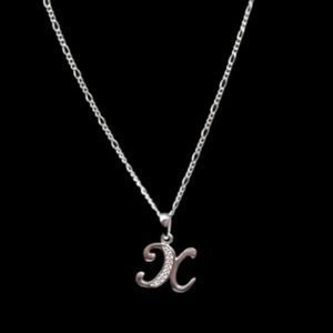 925 sterling silver alphabet‎ letter X pendant necklace
